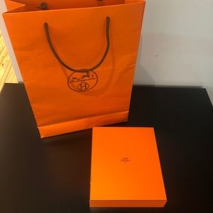 Authentic Hermes box for jewelry with shopping bag